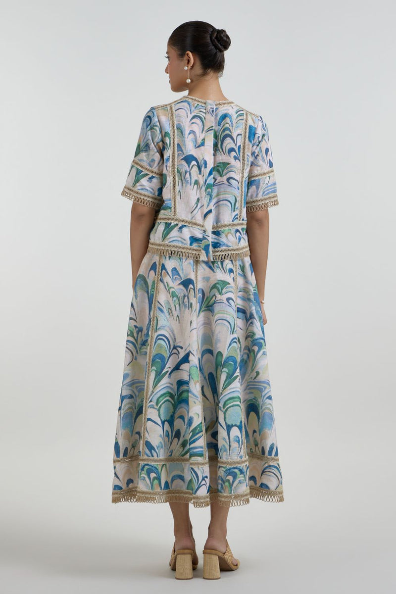 Penelope Rafia Skirt Set linen co-ord set by SOBARIKO in beige for women in Singapore
