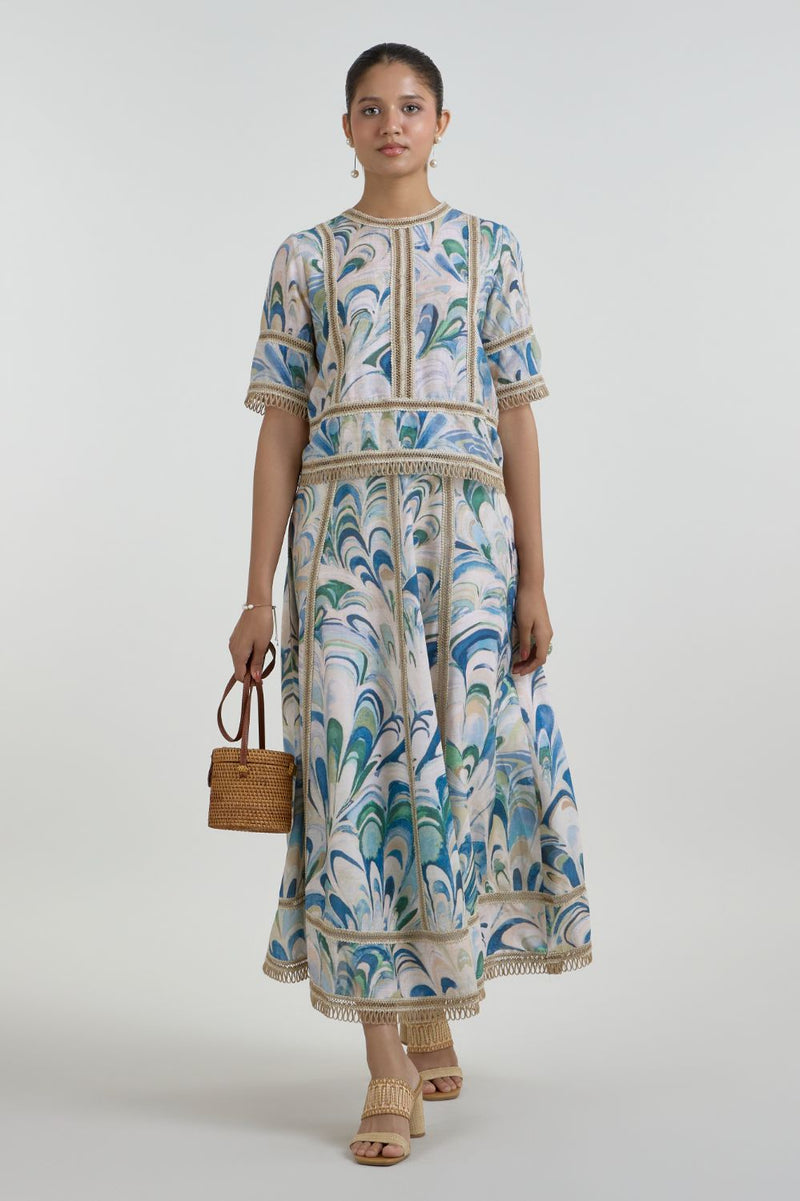 Penelope Rafia Skirt Set linen co-ord set by SOBARIKO in beige for women in Singapore