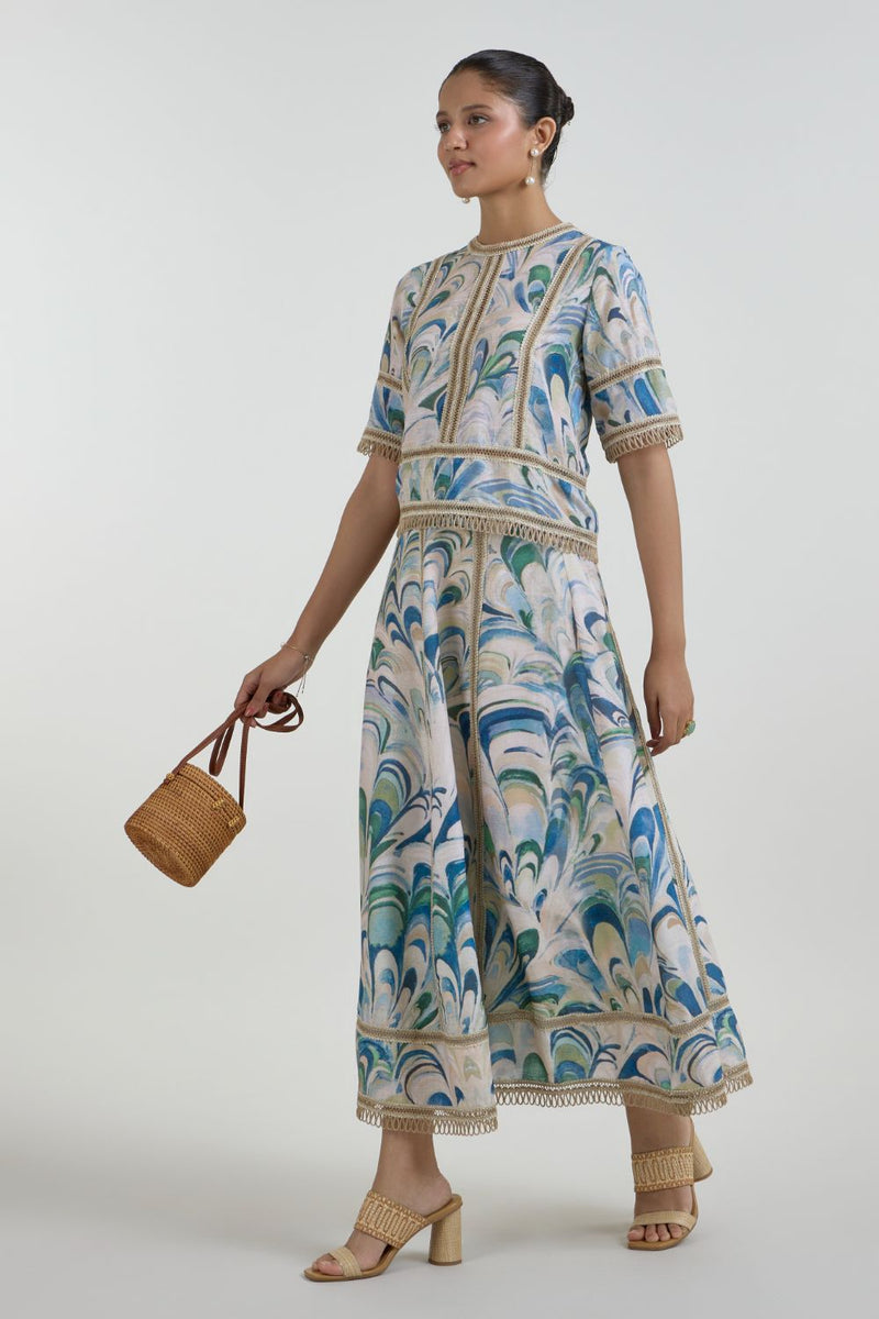 Penelope Rafia Skirt Set linen co-ord set by SOBARIKO in beige for women in Singapore
