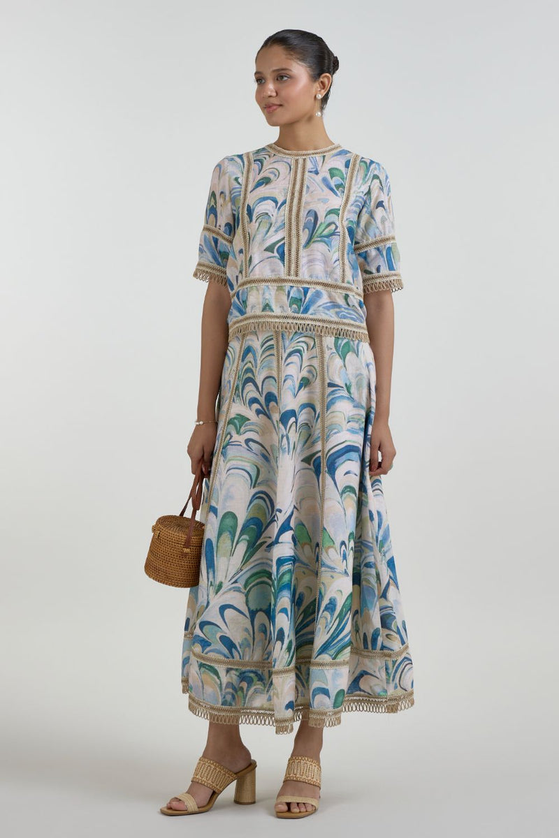 Penelope Rafia Skirt Set linen co-ord set by SOBARIKO in beige for women in Singapore