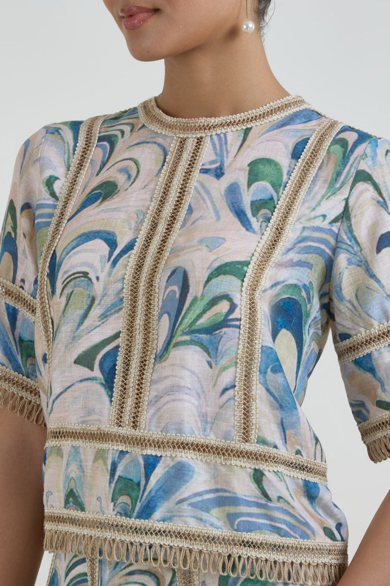 Penelope Rafia Skirt Set linen co-ord set by SOBARIKO in beige for women in Singapore