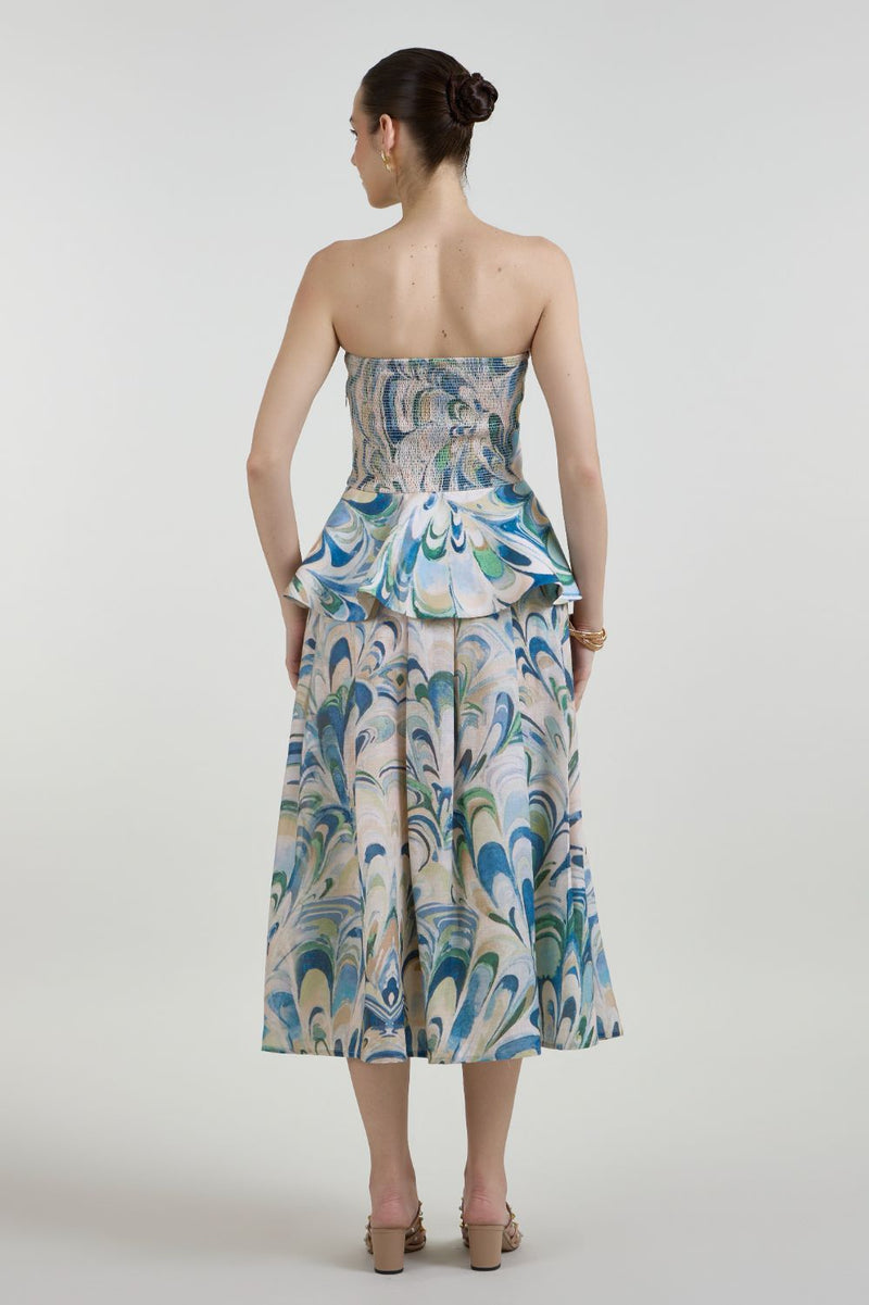 Penelope Peplum Skirt Set linen co-ord set by SOBARIKO in beige for women in Singapore