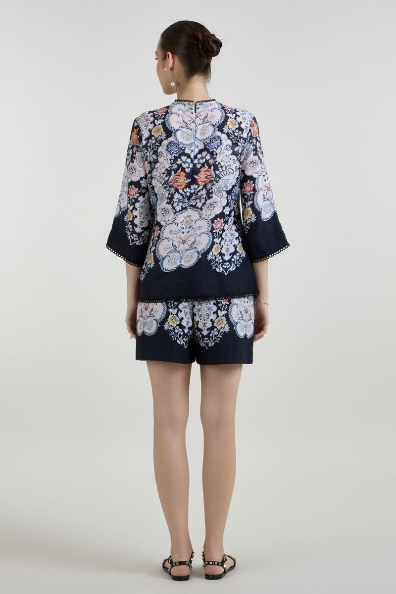 Valerie Tunic Shorts set linen co-ord set by SOBARIKO in black for women in Singapore