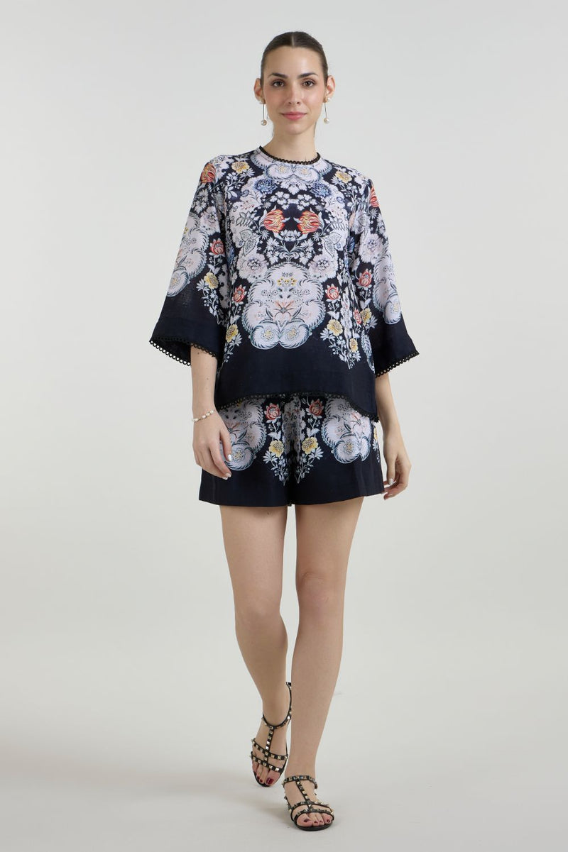 Valerie Tunic Shorts set linen co-ord set by SOBARIKO in black for women in Singapore