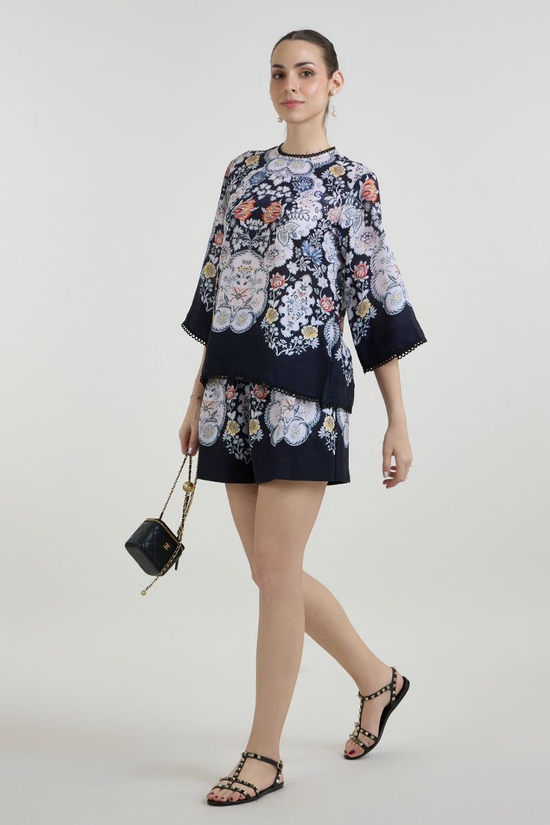 Valerie Tunic Shorts set linen co-ord set by SOBARIKO in black for women in Singapore