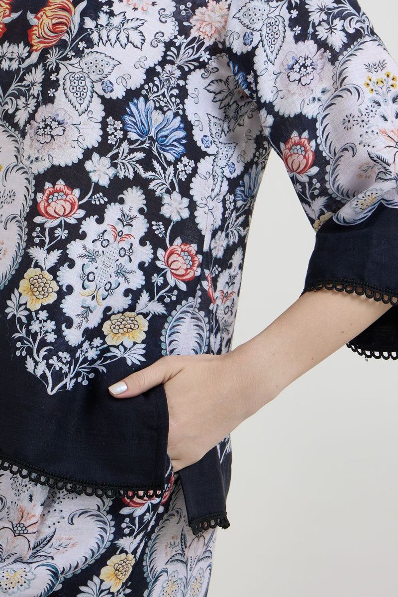 Valerie Tunic Shorts set linen co-ord set by SOBARIKO in black for women in Singapore