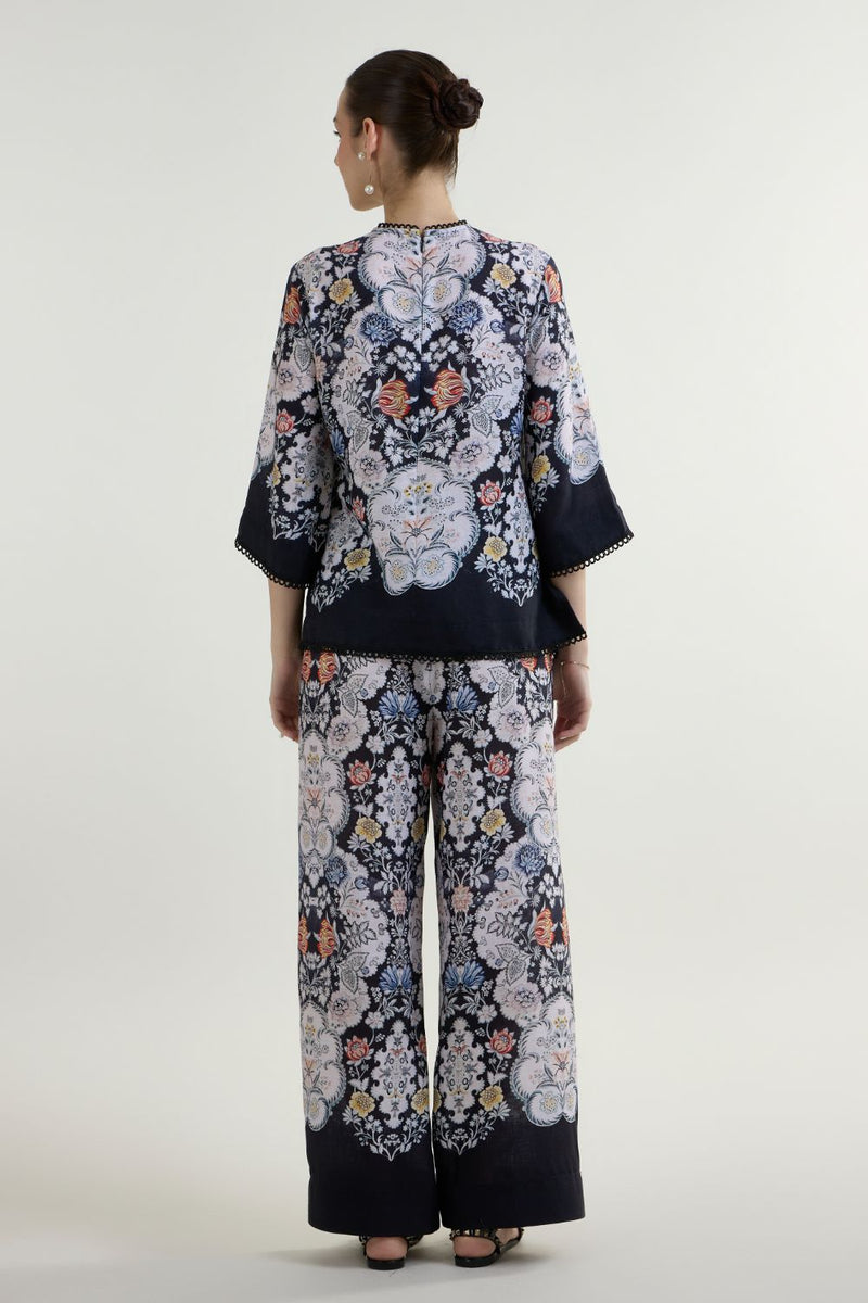 Valerie Tunic Pants Set linen co-ord set by SOBARIKO in black for women in Singapore