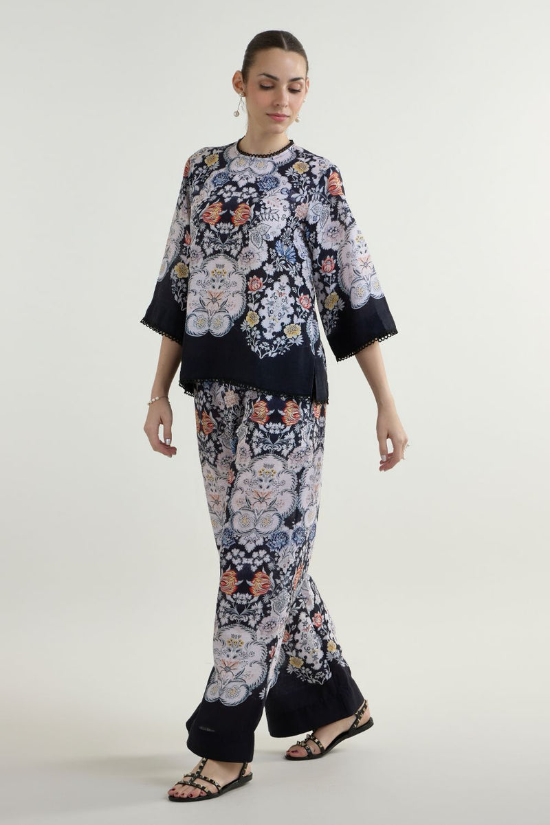 Valerie Tunic Pants Set linen co-ord set by SOBARIKO in black for women in Singapore