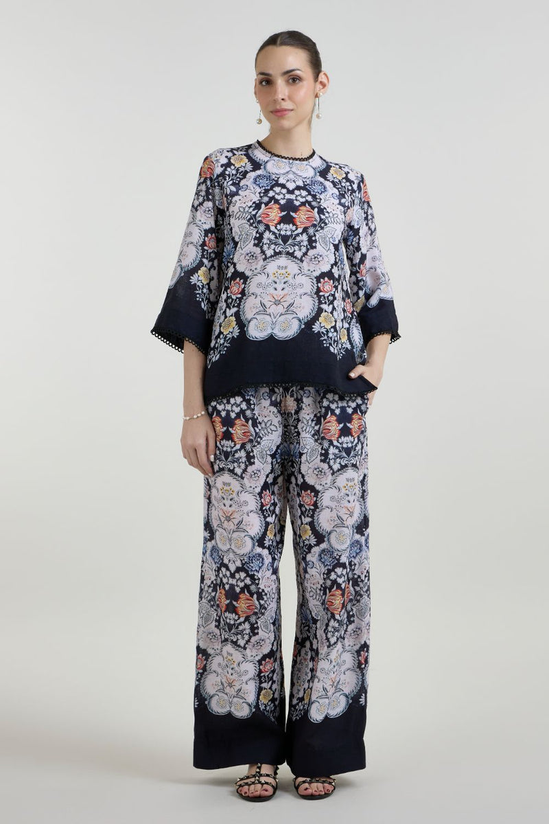 Valerie Tunic Pants Set linen co-ord set by SOBARIKO in black for women in Singapore