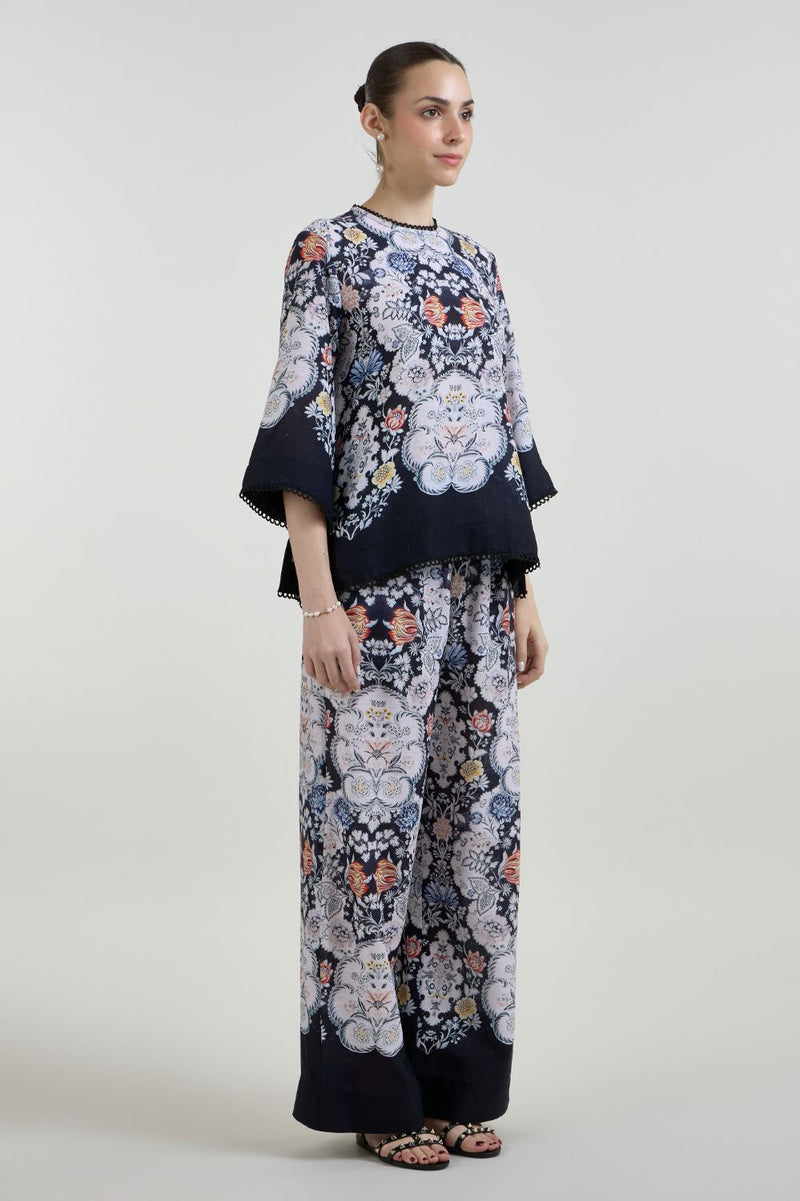 Valerie Tunic Pants Set linen co-ord set by SOBARIKO in black for women in Singapore