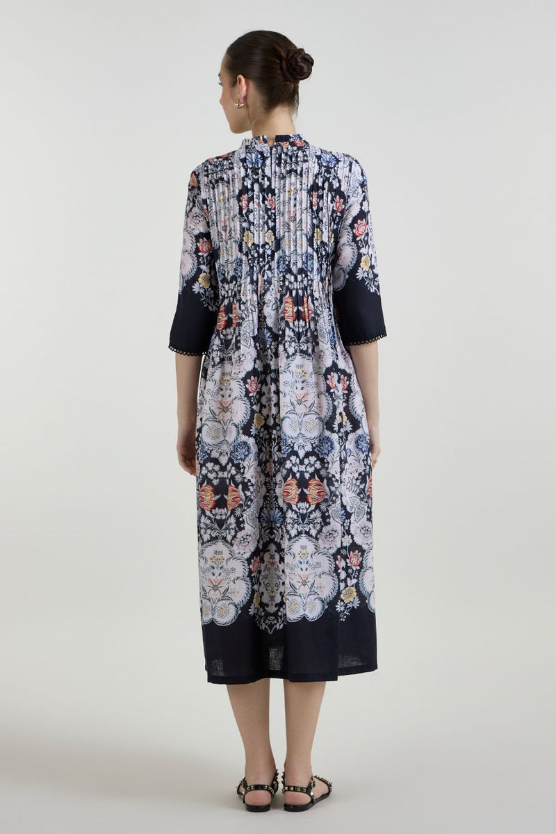 Valerie Pleated Dress linen dress by SOBARIKO for women in Singapore