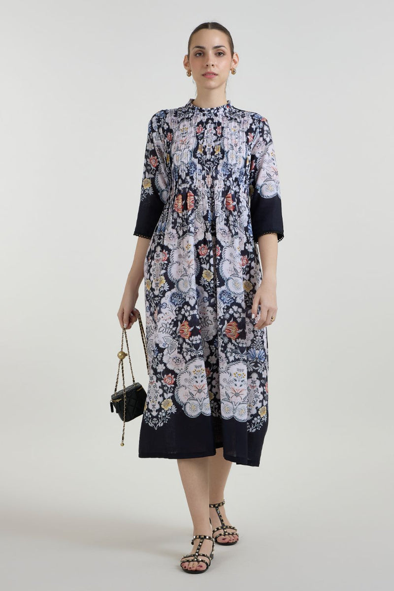 Valerie Pleated Dress linen dress by SOBARIKO for women in Singapore