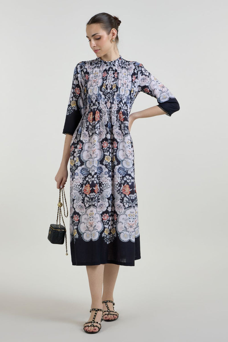 Valerie Pleated Dress linen dress by SOBARIKO for women in Singapore