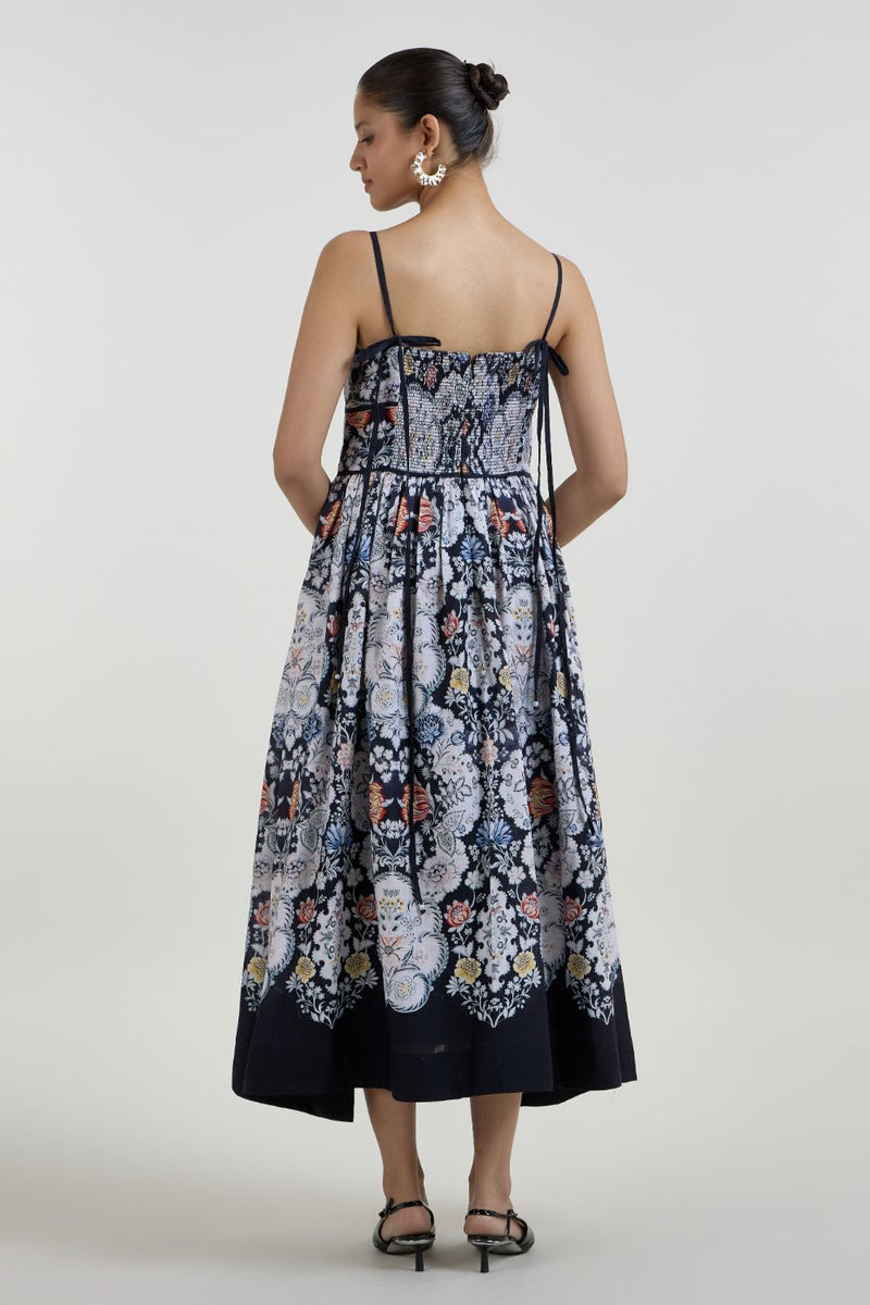 Valerie Strappy Midi dress linen dress by SOBARIKO for women in Singapore