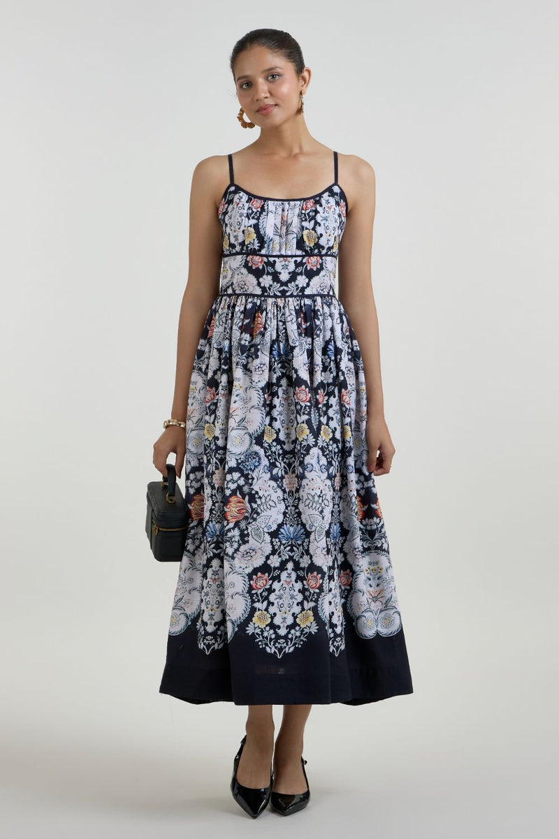 Valerie Strappy Midi dress linen dress by SOBARIKO for women in Singapore