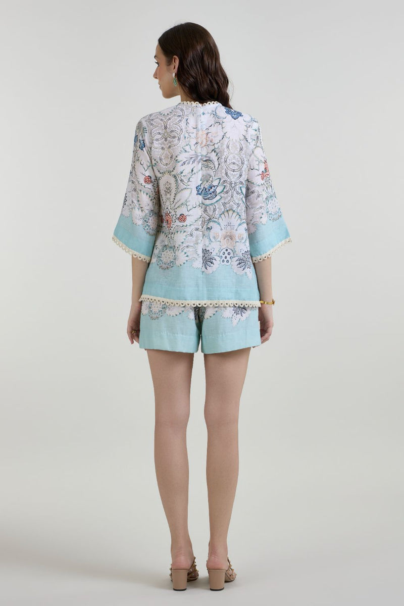 Tyla Tunic Shorts Set linen co-ord set by SOBARIKO in white for women in Singapore