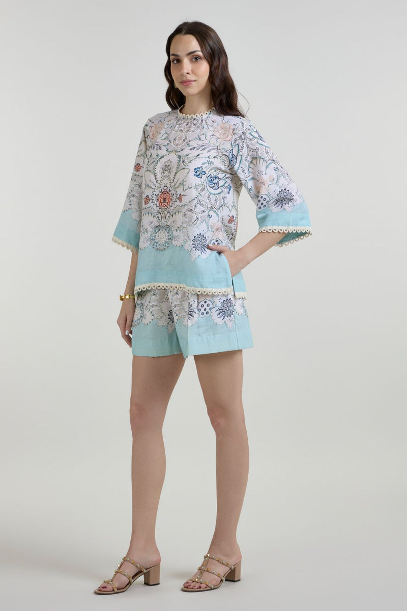 Tyla Tunic Shorts Set linen co-ord set by SOBARIKO in white for women in Singapore