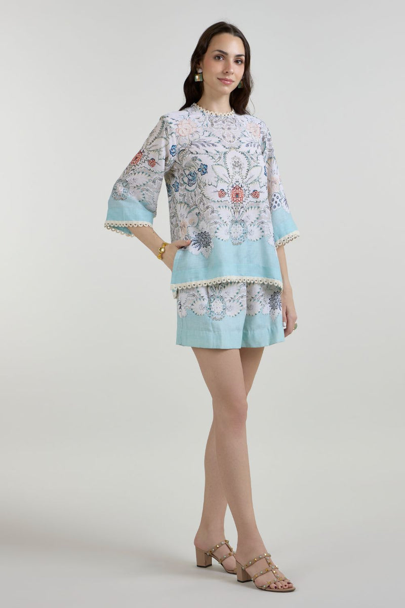 Tyla Tunic Shorts Set linen co-ord set by SOBARIKO in white for women in Singapore