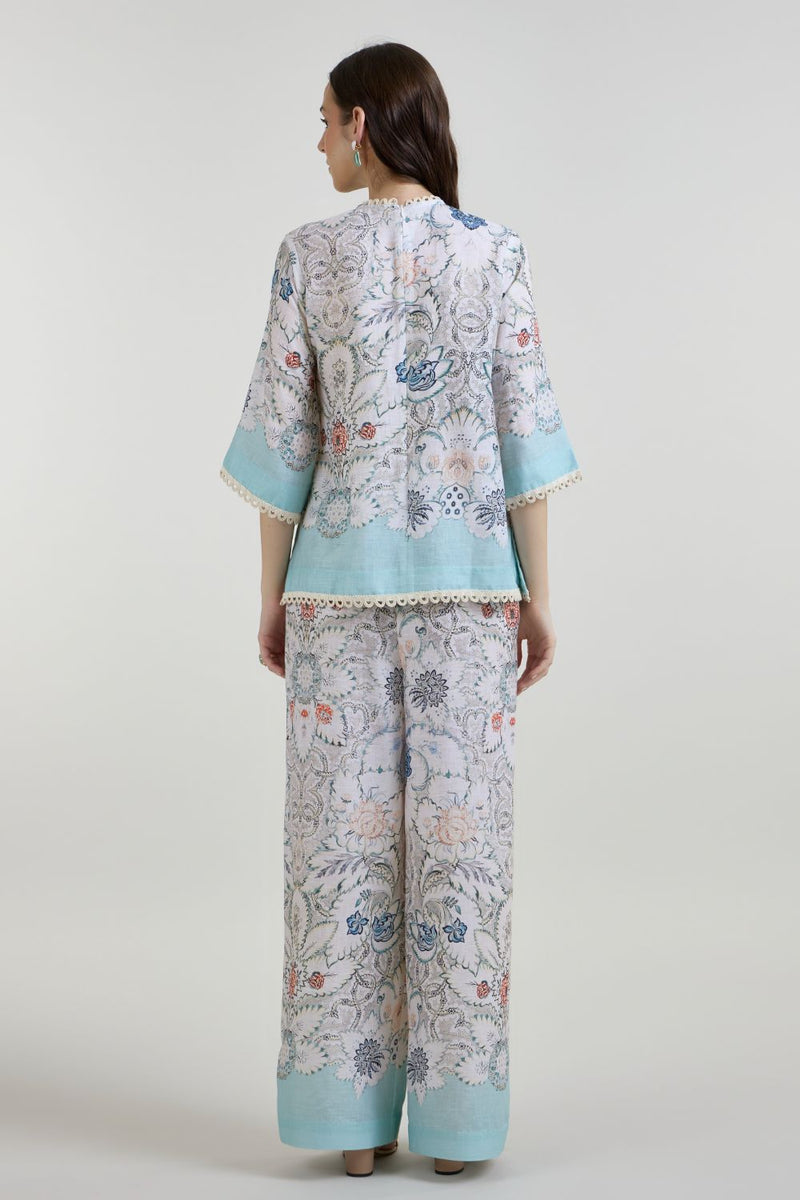 Tyla Tunic Pants Set linen co-ord set by SOBARIKO in white for women in Singapore