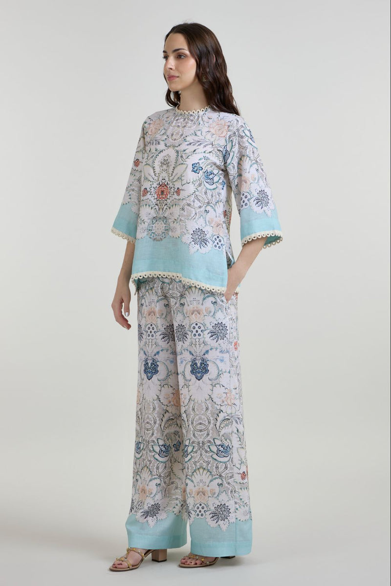 Tyla Tunic Pants Set linen co-ord set by SOBARIKO in white for women in Singapore