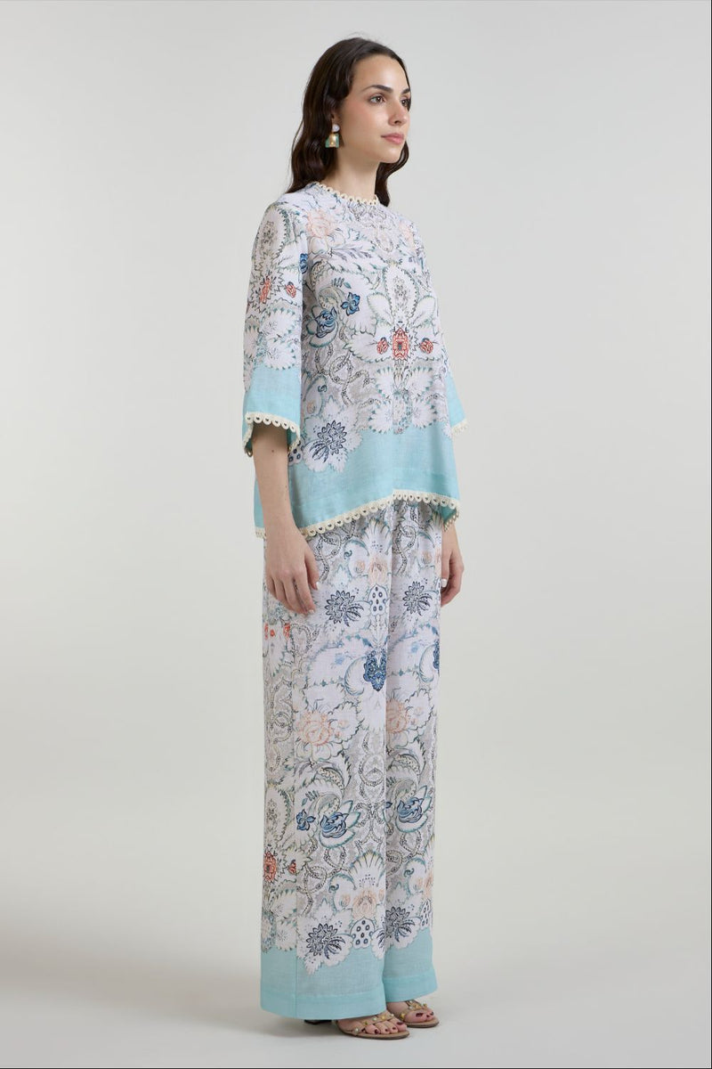 Tyla Tunic Pants Set linen co-ord set by SOBARIKO in white for women in Singapore