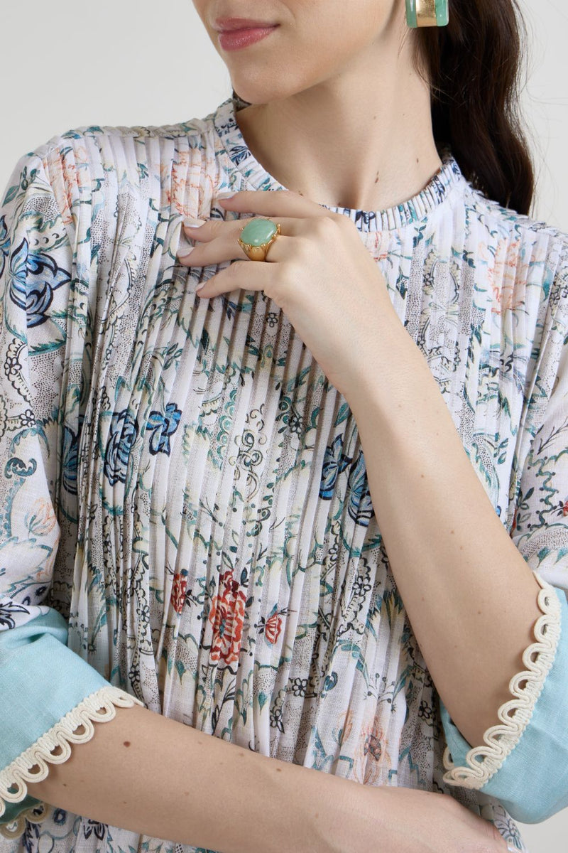 Tyla Pleated Midi Dress linen dress by SOBARIKO for women in Singapore