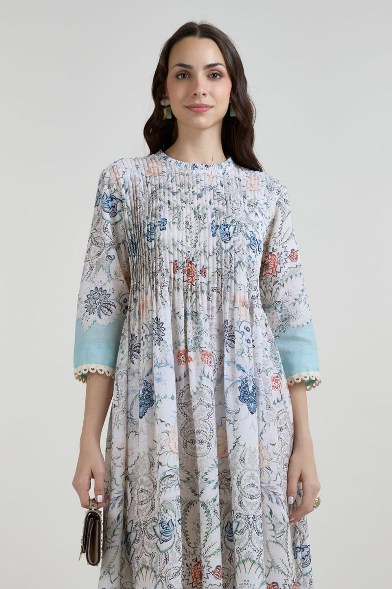 Tyla Pleated Midi Dress linen dress by SOBARIKO for women in Singapore