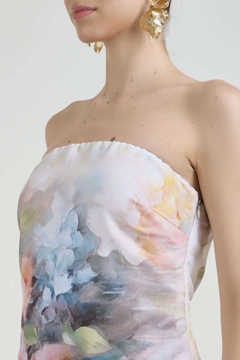Olivia Strapless 2-1 Dress linen dress by SOBARIKO for women in Singapore