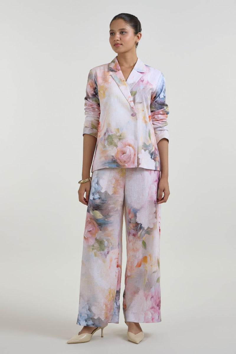 Olivia Blazer Pant Set linen co-ord set by SOBARIKO in white for women in Singapore