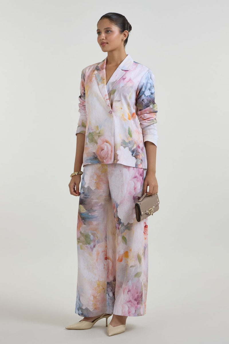 Olivia Blazer Pant Set linen co-ord set by SOBARIKO in white for women in Singapore