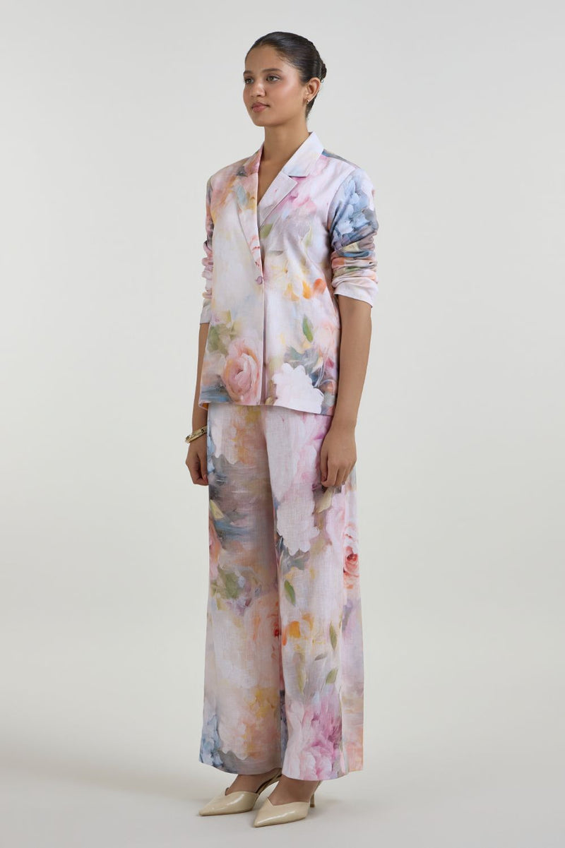 Olivia Blazer Pant Set linen co-ord set by SOBARIKO in white for women in Singapore