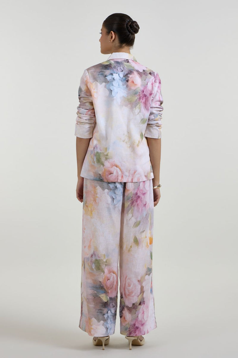 Olivia Blazer Pant Set linen co-ord set by SOBARIKO in white for women in Singapore
