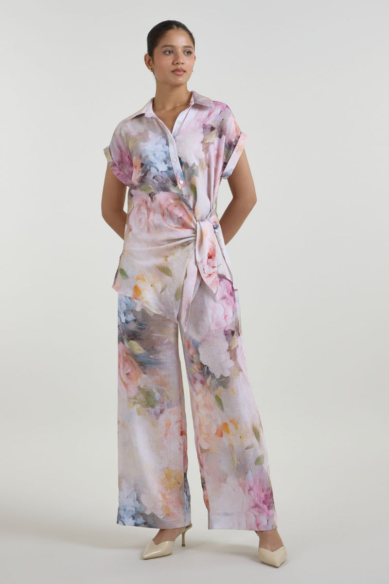 Olivia Twist Co-ord Set linen co-ord set by SOBARIKO in white for women in Singapore