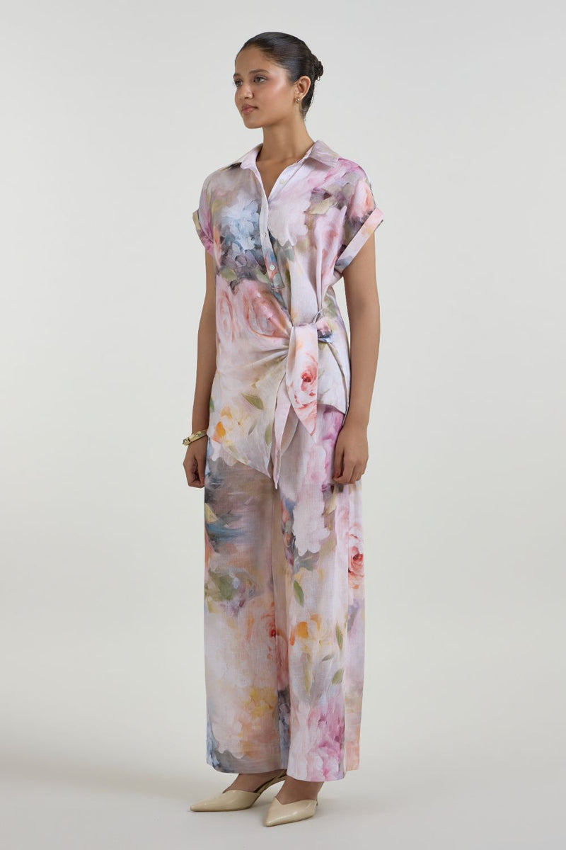 Olivia Twist Co-ord Set linen co-ord set by SOBARIKO in white for women in Singapore