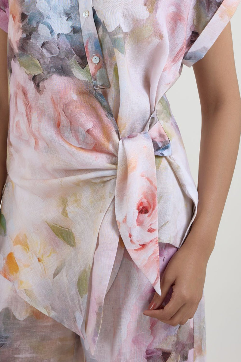 Olivia Twist Co-ord Set linen co-ord set by SOBARIKO in white for women in Singapore