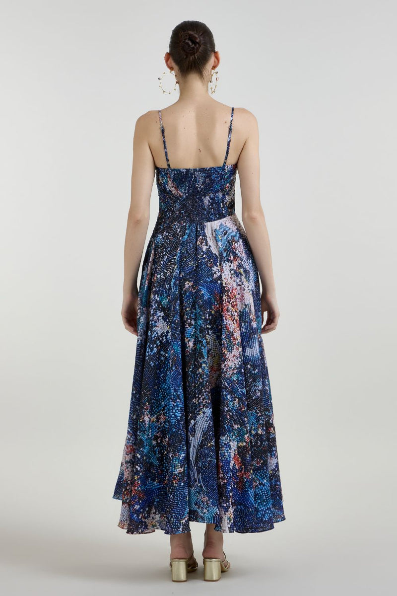 Mosaic Strappy Dress linen dress by SOBARIKO for women in Singapore