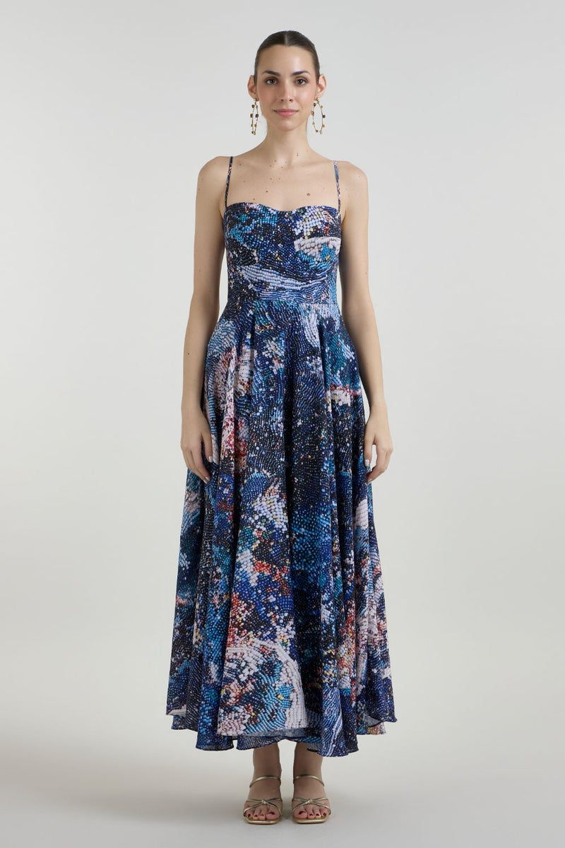 Mosaic Strappy Dress linen dress by SOBARIKO for women in Singapore