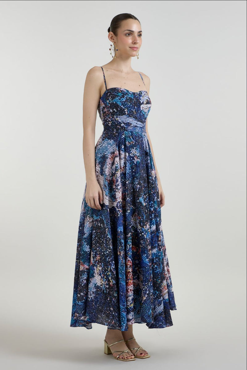 Mosaic Strappy Dress linen dress by SOBARIKO for women in Singapore