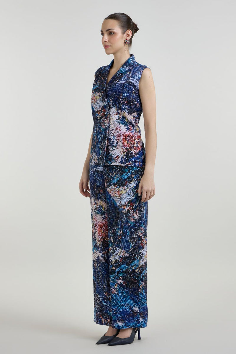 Mosaic Blazer Set linen co-ord set by SOBARIKO in multicolor for women in Singapore