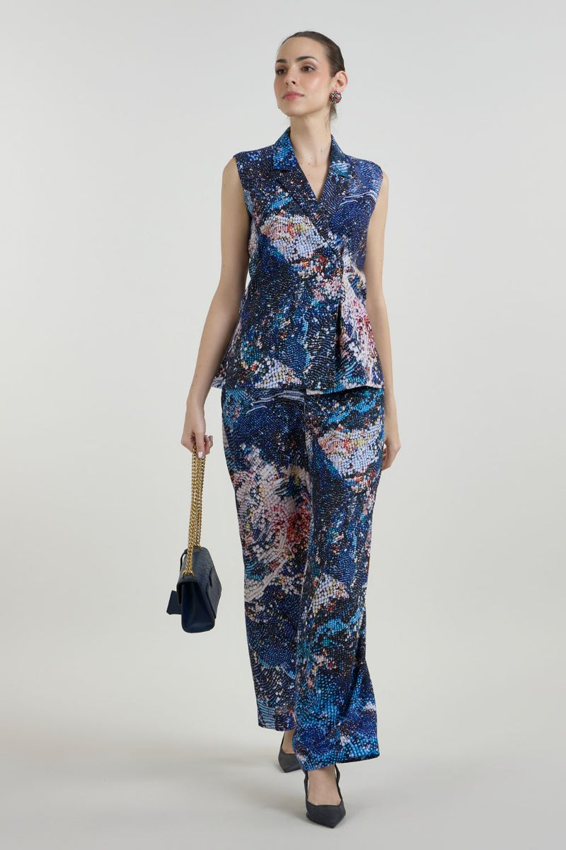 Mosaic Blazer Set linen co-ord set by SOBARIKO in multicolor for women in Singapore