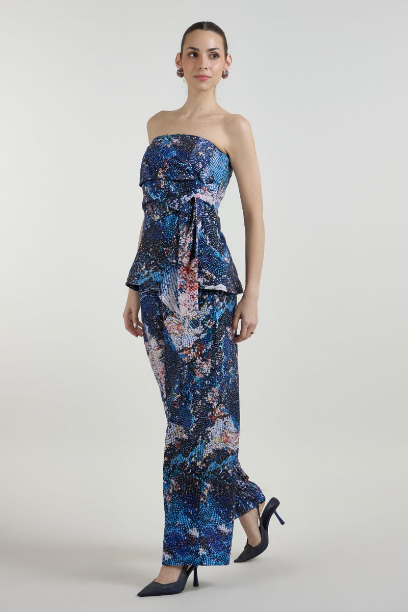 Mosaic Strapless Set linen co-ord set by SOBARIKO in multicolor for women in Singapore