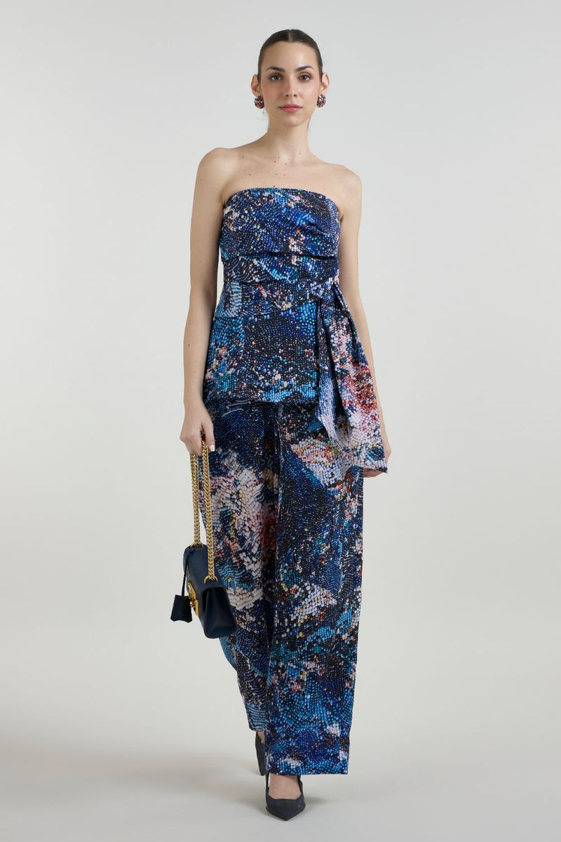 Mosaic Strapless Set linen co-ord set by SOBARIKO in multicolor for women in Singapore