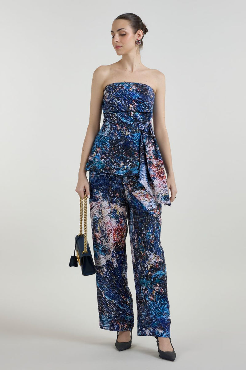 Mosaic Strapless Set linen co-ord set by SOBARIKO in multicolor for women in Singapore