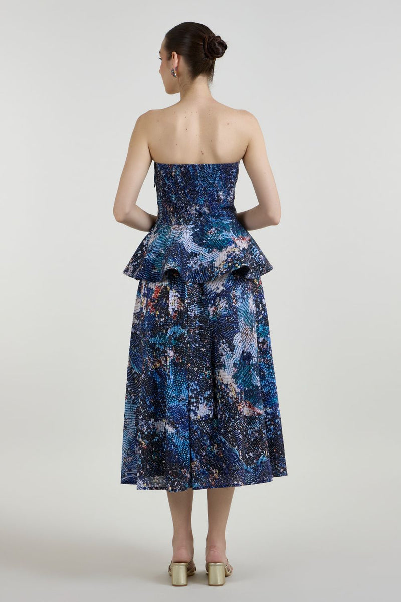 Mosaic Peplum set linen co-ord set by SOBARIKO in multicolor for women in Singapore