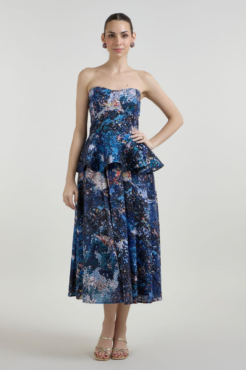 Mosaic Peplum set linen co-ord set by SOBARIKO in multicolor for women in Singapore