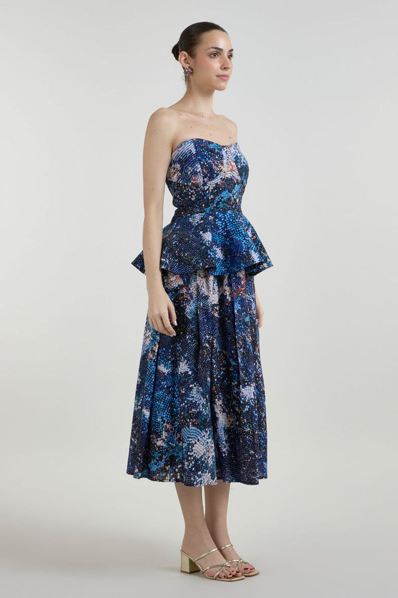 Mosaic Peplum set linen co-ord set by SOBARIKO in multicolor for women in Singapore