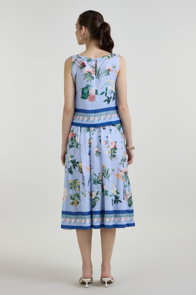 Blaire Skirt set linen co-ord set by SOBARIKO in blue for women in Singapore