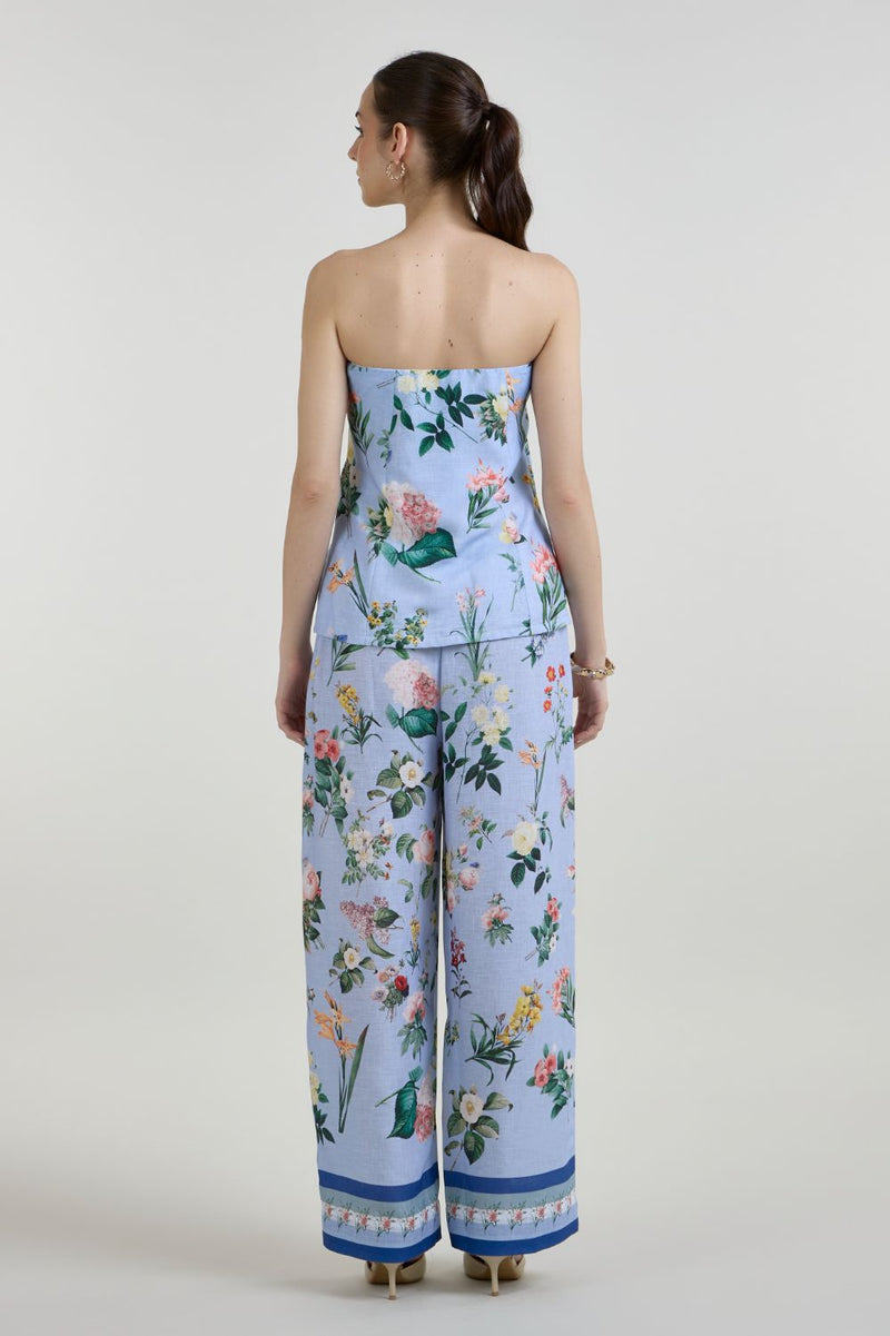 Blaire Strapless Set linen co-ord set by SOBARIKO in blue for women in Singapore