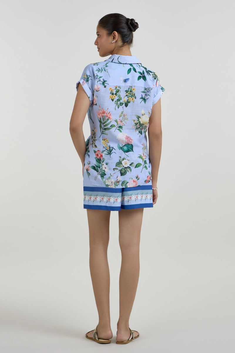 Blaire twist set linen co-ord set by SOBARIKO in blue for women in Singapore