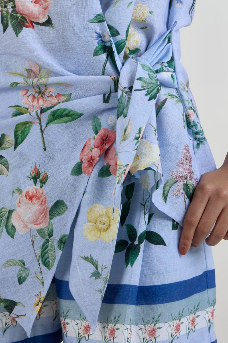 Blaire twist set linen co-ord set by SOBARIKO in blue for women in Singapore